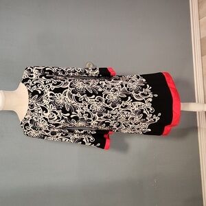 Eliza J floral paisley print color-block 3/4 Quarter Sleeve Holiday Shift Dress